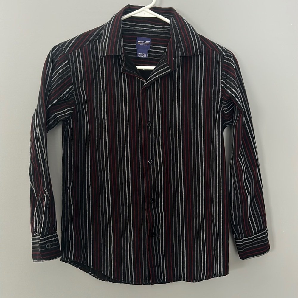 Arrow Long Sleeve Collared Button Down Striped Dress Shirt in Boys Size M 10/12